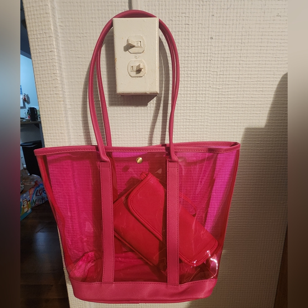 Neiman Marcus Pink Transparent Tote Bag
